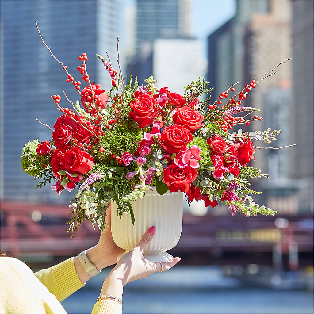 Big Red Bow Bouquet – Colonial Flower Shop, Madison IN