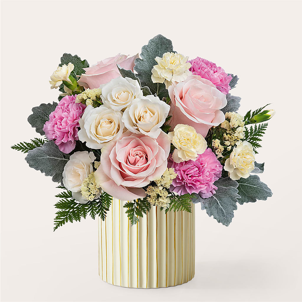 Blissful Moments Bouquet with Ivory Vase – Colonial Flower Shop, Madison IN