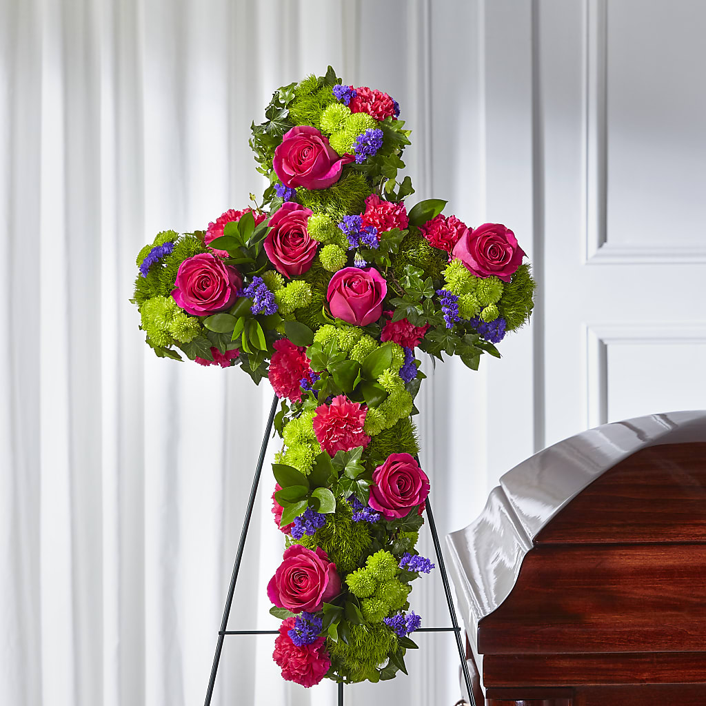 Tribute Rose Floral Cross – Colonial Flower Shop, Madison IN