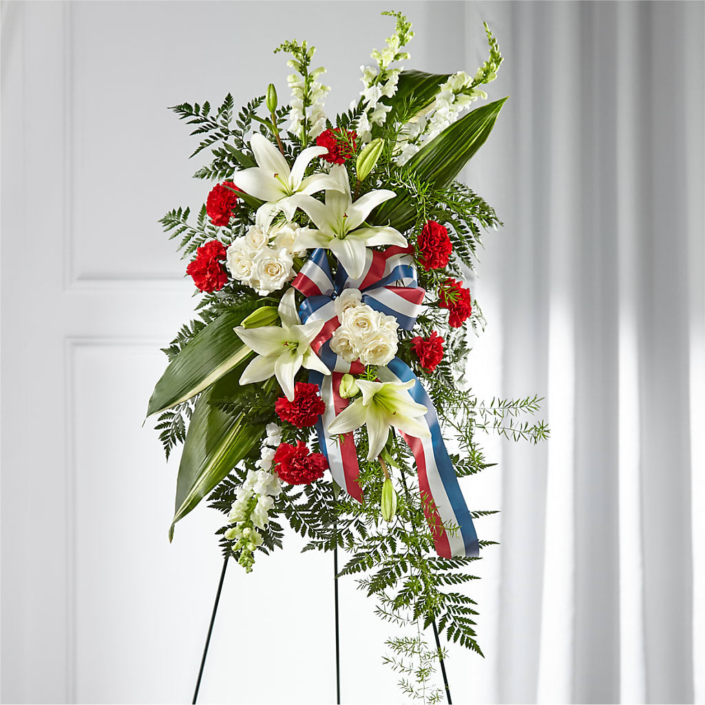 Stars of Life Standing Spray – Colonial Flower Shop, Madison IN