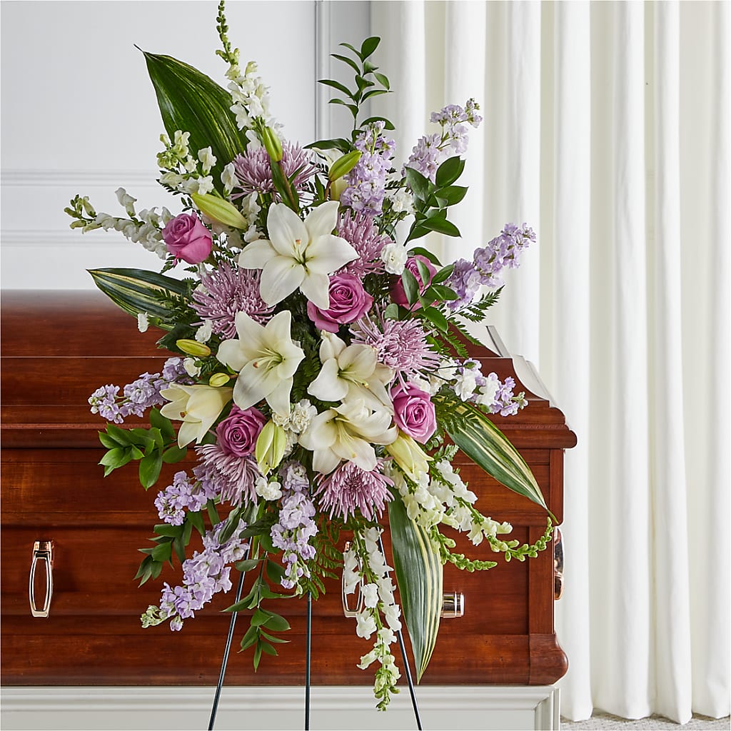 Grateful Hearts Standing Spray – Colonial Flower Shop, Madison IN
