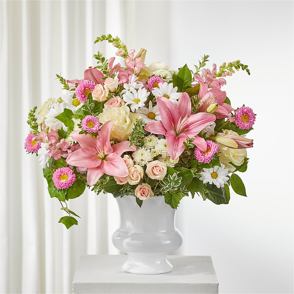 Empathetic Blooms Urn Arrangement – Colonial Flower Shop, Madison IN