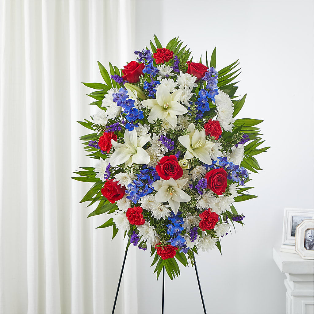 Cherished Service Standing Spray – Colonial Flower Shop, Madison IN