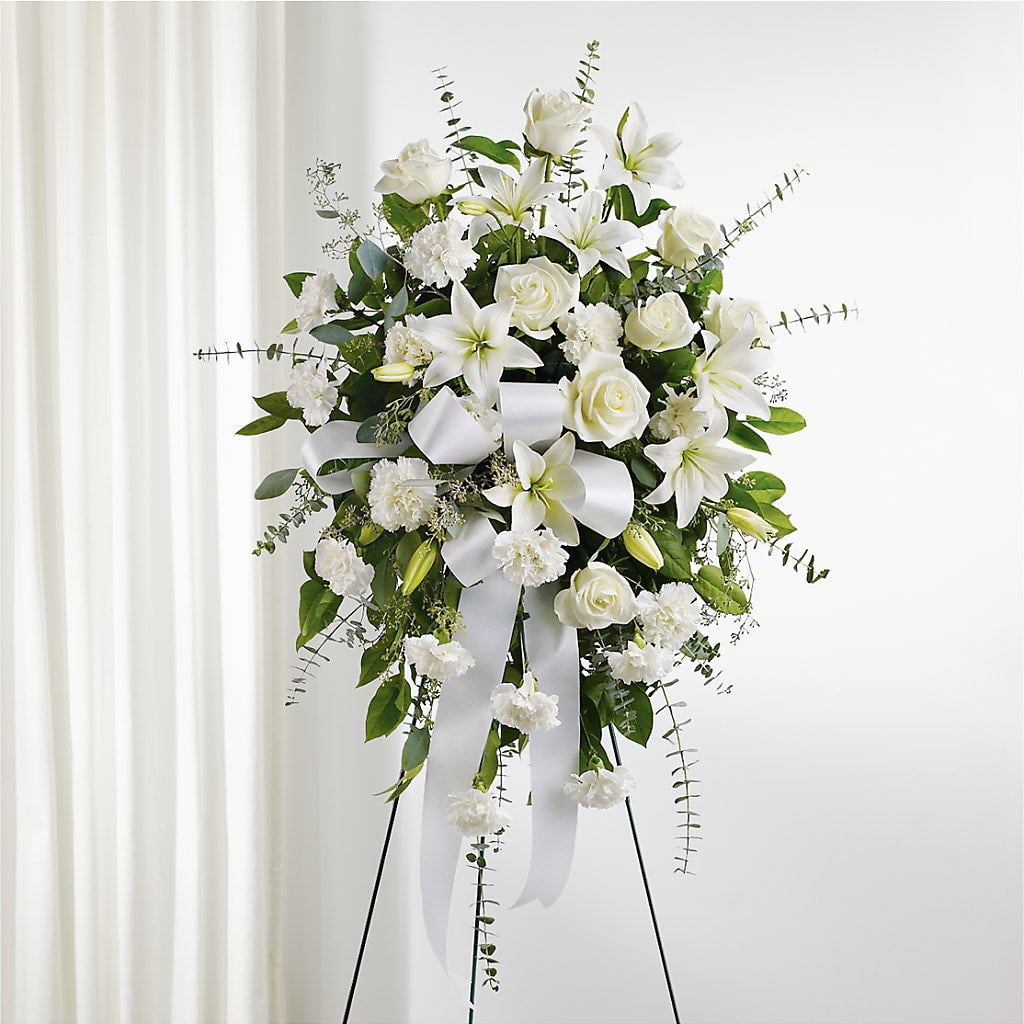 With Care Standing Spray – Colonial Flower Shop, Madison IN