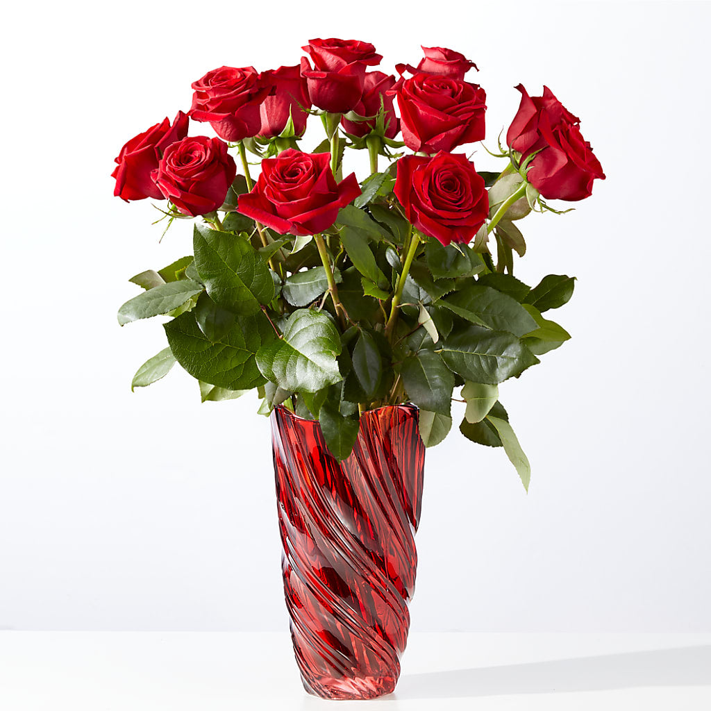 Classic Love Red Rose Bouquet with Luxe Swirl Vase – Colonial Flower Shop, Madison IN