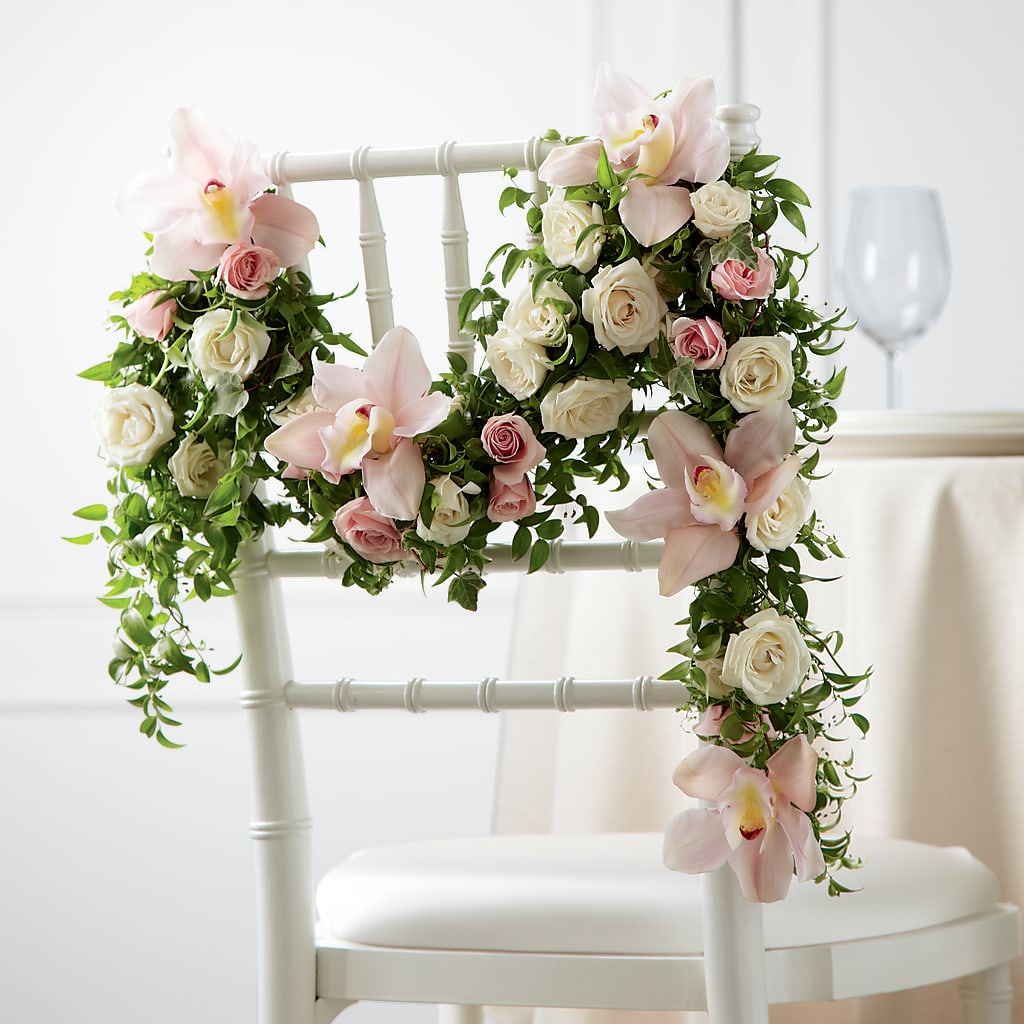 Orchid Rose Chair Décor – Colonial Flower Shop, Madison IN