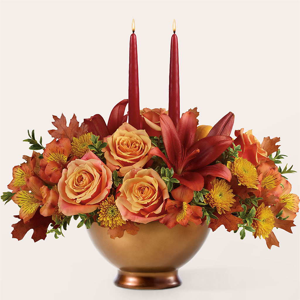 Harvest Table Centerpiece –  Colonial Flower Shop, Madison IN