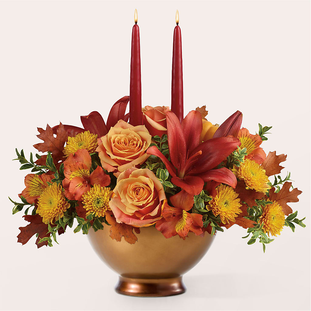 Harvest Table Centerpiece –  Colonial Flower Shop, Madison IN