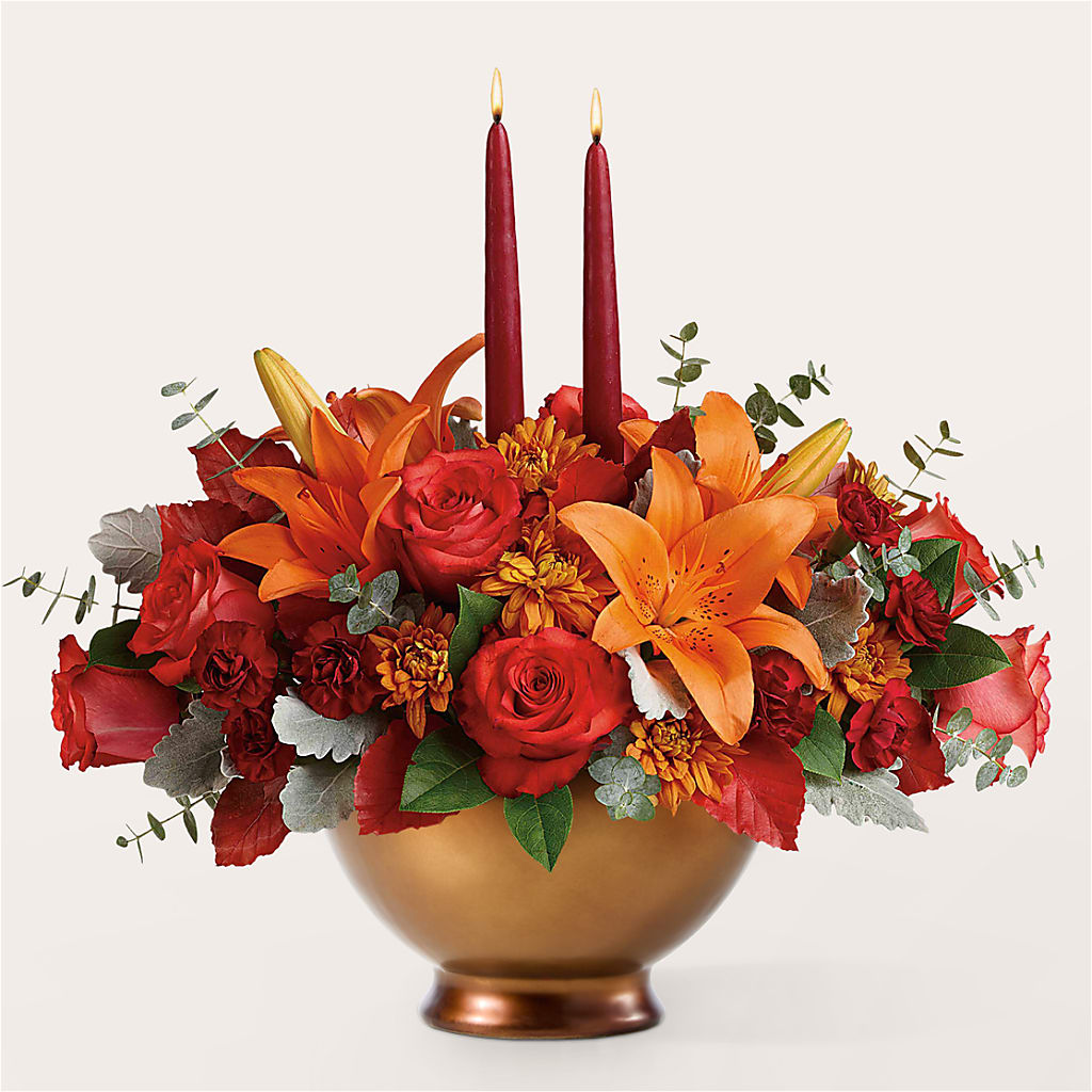 Fruits of Fall Centerpiece –  Colonial Flower Shop, Madison IN
