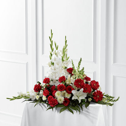 Crimson & White Arrangement –  Colonial Flower Shop, Madison IN