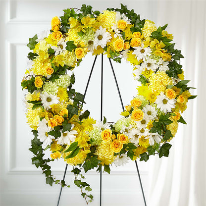 Golden Remembrance Wreath –  Colonial Flower Shop, Madison IN