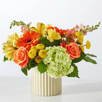 Autumn Sunshine Bouquet with Ivory Vase –  Colonial Flower Shop, Madison IN