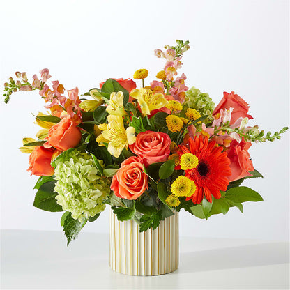 Autumn Sunshine Bouquet with Ivory Vase –  Colonial Flower Shop, Madison IN