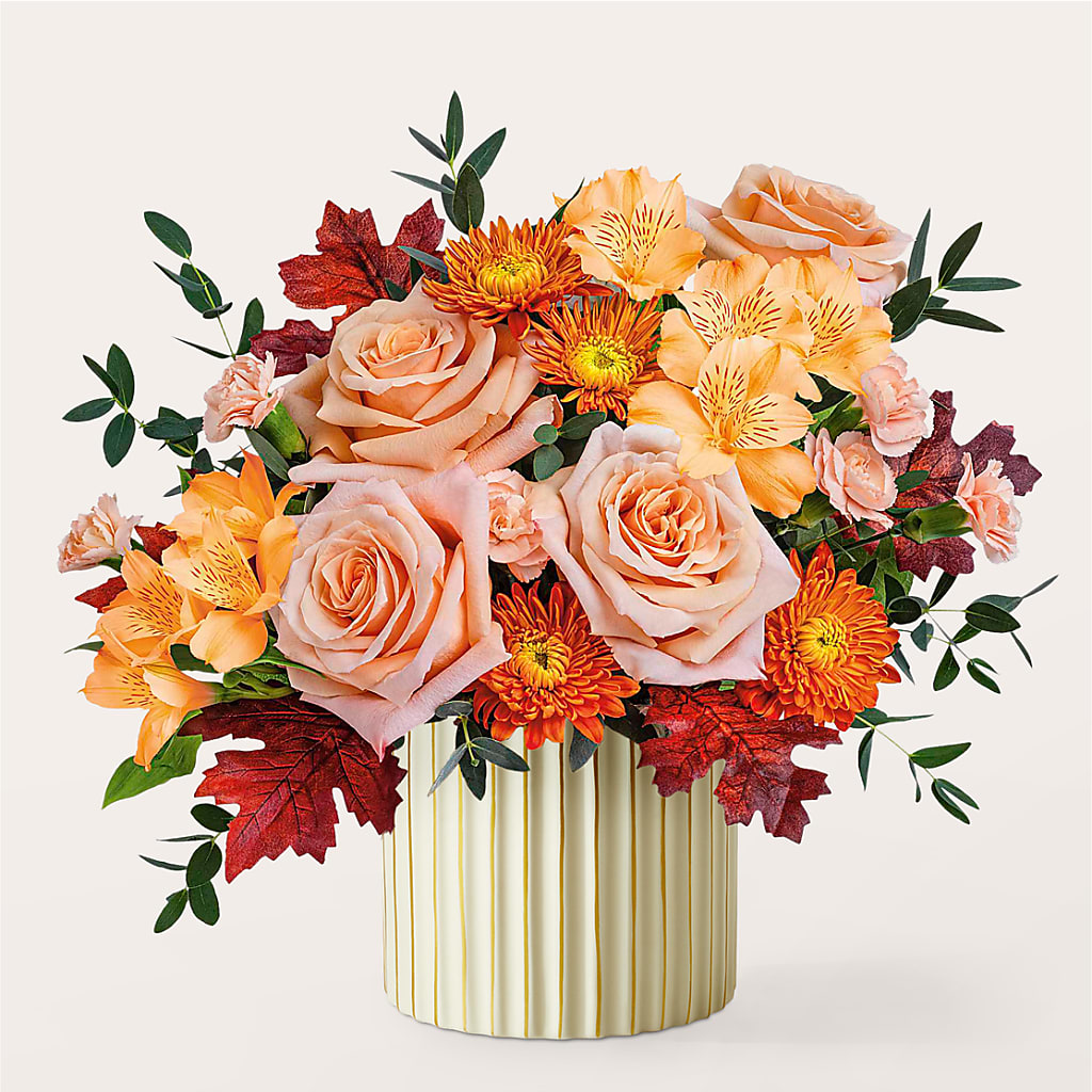 Spiced Latte Bouquet with Ivory Vase –  Colonial Flower Shop, Madison IN