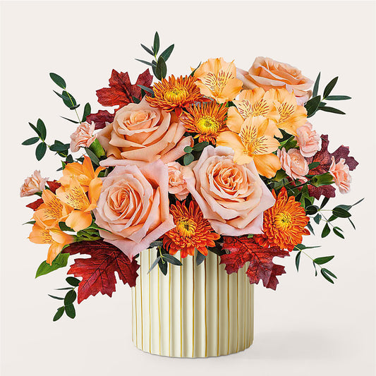 Spiced Latte Bouquet with Ivory Vase –  Colonial Flower Shop, Madison IN