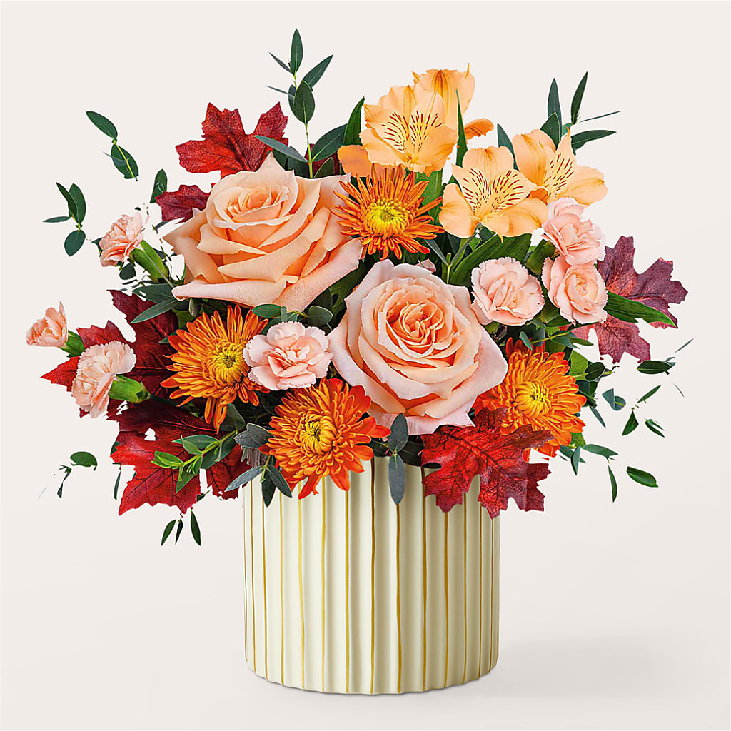 Spiced Latte Bouquet with Ivory Vase –  Colonial Flower Shop, Madison IN
