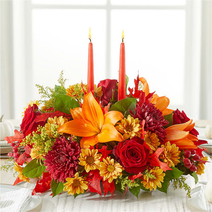 Autumn's Embrace Centerpiece –  Colonial Flower Shop, Madison IN