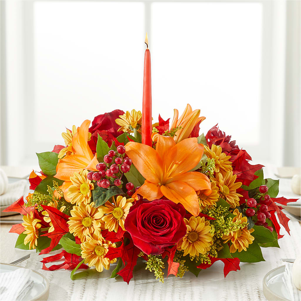 Autumn's Embrace Centerpiece –  Colonial Flower Shop, Madison IN